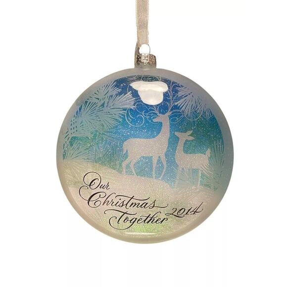 HALLMARK KEEPSAKE 2014 GLASS OUR CHRISTMAS TOGETHER XMAS ORNAMENT NIB VTGVTG - Picture 2 of 12